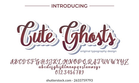 Lindos fantasmas Fuente Pincel con estilo pintado en mayúsculas letras del Vector, alfabeto, tipografía