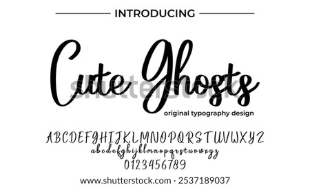 Cute Ghosts Font Stylish brush painted an uppercase vector letters, alphabet, typeface