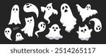 Cute Ghosts Halloween Cartoon Vector Stickers Collection