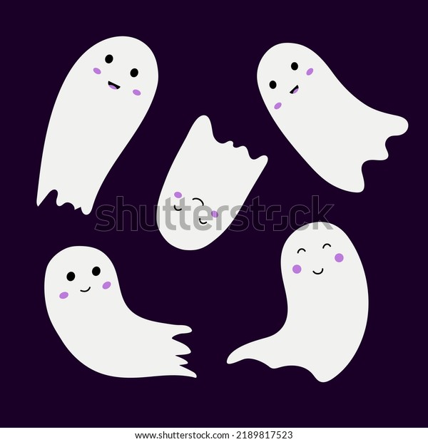 Cute Ghosts Halloween Spirits Set Halloween Stock Vector (Royalty Free ...