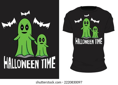 Cute ghosts with Halloween time, t-shirt design