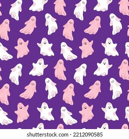 Cute ghosts Halloween vector pattern design illustration