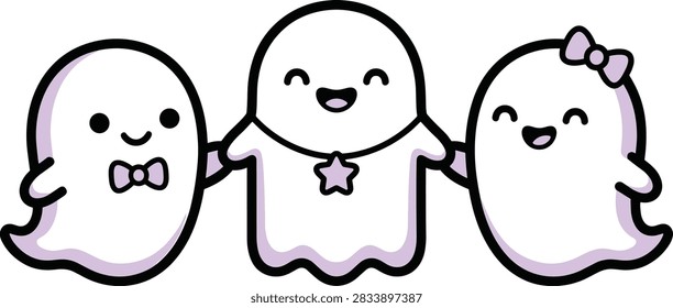 Cute Ghosts Holding Hands