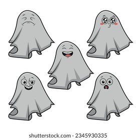 Cute ghosts illustration design, flat ghosts element Vector