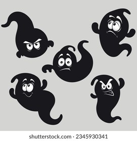 Cute ghosts illustration design, flat ghosts element Vector