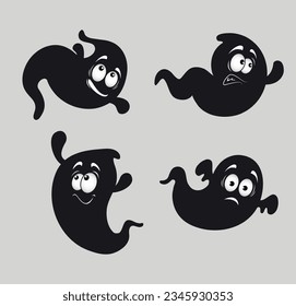 Cute ghosts illustration design, flat ghosts element Vector