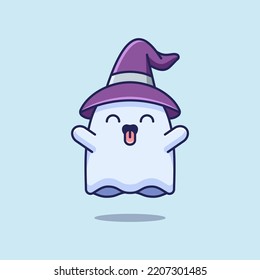 CUTE GHOSTS POINTING TONGUE SUITABLE FOR MASCOT LOGO, STICKER, T-SHIRT AND PRINT DESIGN