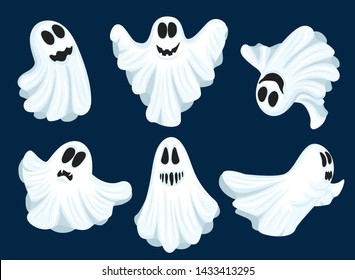 Cute ghosts set. Vector Halloween concept. Ghost icons isolated.