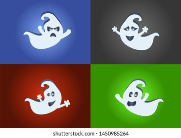 Cute ghosts set. Vector Halloween concept. Ghost icons isolated