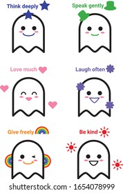 cute ghosts stickers with different inscriptions