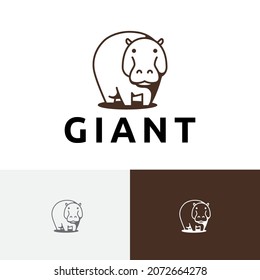 Cute Giant Hippo Standing Africa Animal Zoo Logo