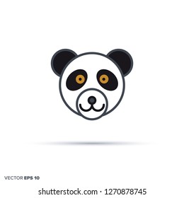 Icono de vector de contorno de la cara del oso panda gigante con relleno de color. Graciosa ilustración animal.