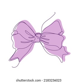 Un lindo arco de regalo sobre fondo blanco. Elementos de diseño dibujados a mano. Una ilustración vectorial de línea continua