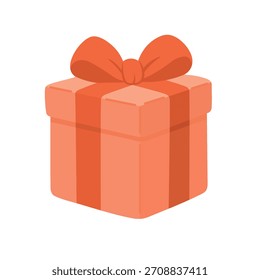 Caja de regalo linda con el arco grande, ilustración plana simple perfecta para celebraciones, días festivos, y diseños dulces.