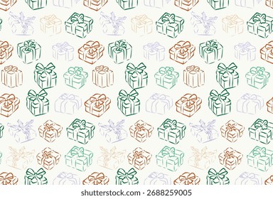 cute gift box christmas background seamless pattern