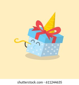 Cute gift box. Flat icon. Vector illustration. Good for card, invitations design.