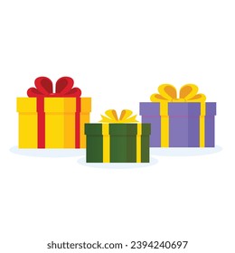 Diseño plano de la caja de regalo para la iluminación de vectores
