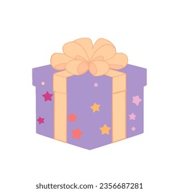 Cute gift box isolated on white background. Vector illustration