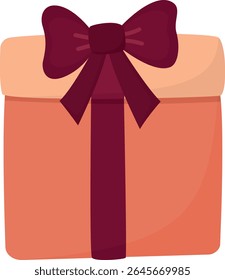 Nette Geschenkbox mit Band und Schleife. Abbildung der Gegenwart einzeln auf weißem Hintergrund