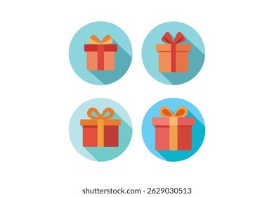 Cute Gift Box with Ribbon Vector Icon Collection, gift box with ribbon, gift box vector icon