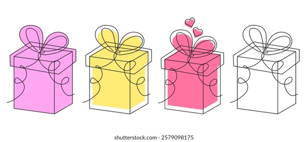 Cute Gift Box Set Illustration