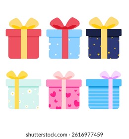Cute gift box set illustration. Present box vector. Can be used for gift icon, wallpaper, kid cartoon, party decoration