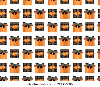 Cute gift boxes, presents for  holidays. Seamless pattern.  All elements are  hidden under mask. Pattern are not cropped and can be edited.