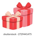 Cute Gift Boxes with Ribbons Valentine Present Illustration
