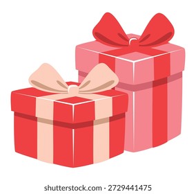 Caixas de presente bonitas com fitas Valentine Ilustração presente