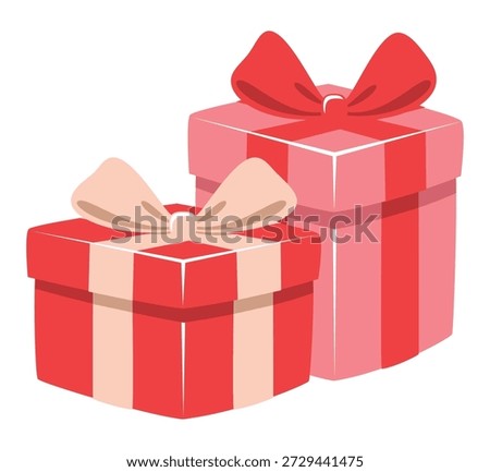 Cute Gift Boxes with Ribbons Valentine Present Illustration