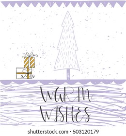 Cute gift card and hand drawn Christmas lettering. Can be used as poster with quote, T-shirt design or home decor element. Vector typography. Easy editable template.