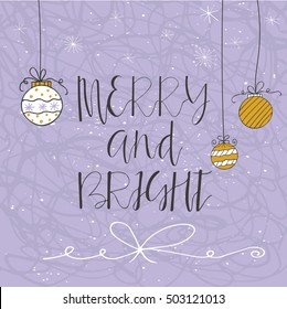 Cute gift card   hand drawn Christmas lettering  Can be used as poster and quote  T  shirt design home decor element  Vector typography  Easy editable template 