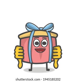 Cute Gift Character Mascot Flat Cartoon Emoticon Vector Design Illustration
