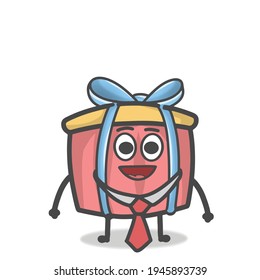 Cute Gift Character Mascot Flat Cartoon Emoticon Vector Design Illustration