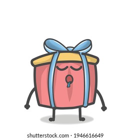 Cute Gift Character Mascot Flat Cartoon Emoticon Vector Design Illustration