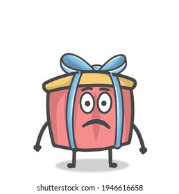 Cute Gift Character Mascot Flat Cartoon Emoticon Vector Design Illustration