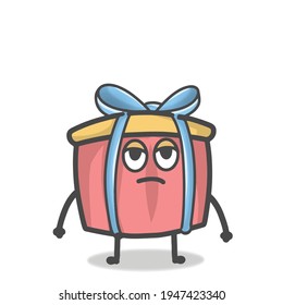 Cute Gift Character Mascot Flat Cartoon Emoticon Vector Design Illustration