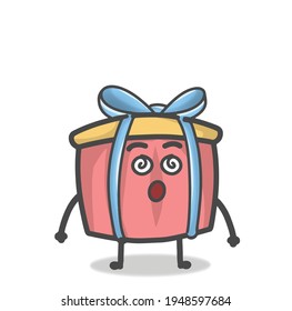 Cute Gift Character Mascot Flat Cartoon Emoticon Vector Design Illustration