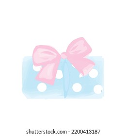 cute gift fechin illustration isolated on white background colored pink blue pastel