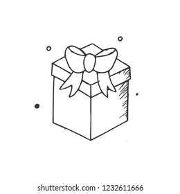 Cute Gift Hand drawn doodle illustration. Christmas vector