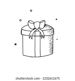 Cute Gift Hand drawn doodle illustration. Christmas vector