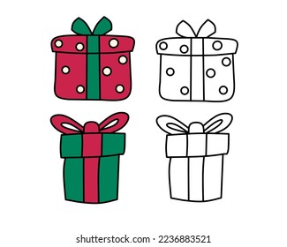 icono de regalo lindo, diseño vectorial de icono de navidad lindo. 