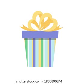 Cute gift for kid. Funny birthday present in bright colors. White isolated vector stock illustration EPS 10.