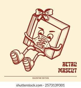 Cute gift reading love letter retro mascot