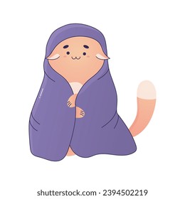 Cute-Ingwer Katze auf gemütlicher Decke, Kawaii, Vektorgrafik