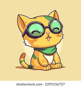 Cute ginger cat with glasses. Good for stickers, t-shirts and postcards