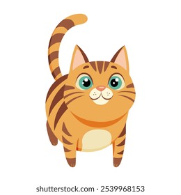 Cute Ginger cat. Kitty Hand drawn flat style isolated. Vector illustration