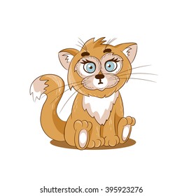 cute ginger cat on a white background