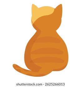 Cute ginger cat sitting with its back turned, minimalist cartoon illustration isolated on white background