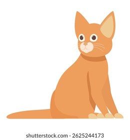 Cute ginger cat sitting and turning its head with curiosity